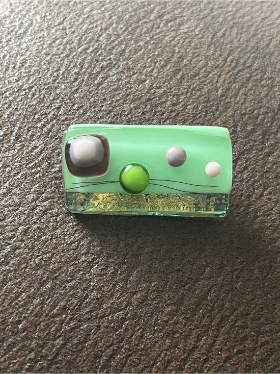 Art Glass Jewelry - Vintage rectangular fused glass brooch